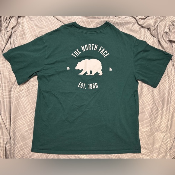 The North Face Tops - Like New Women’s The North Face Green and White Logo Crew neck T Shirt